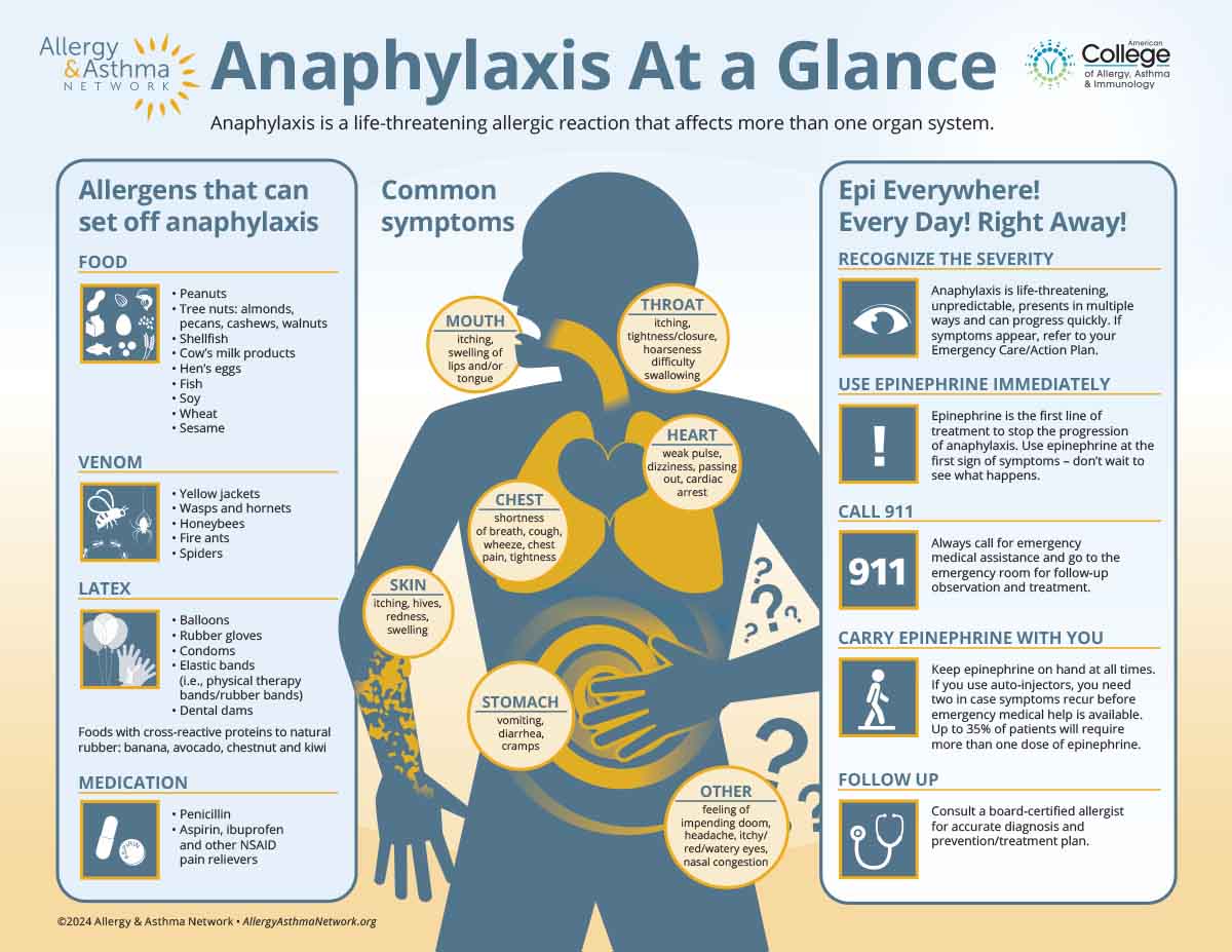 image of Anaphylaxis at a Glance sheet