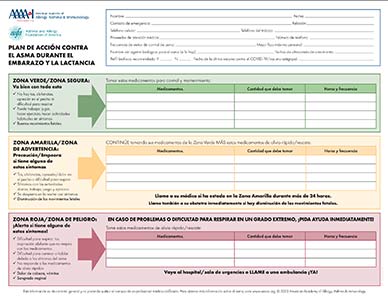 Thumbnail of Pregnancy Lactation Asthma Action Plan in Spanish
