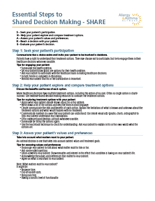 graphic of Essential Steps to Shared Decision Making