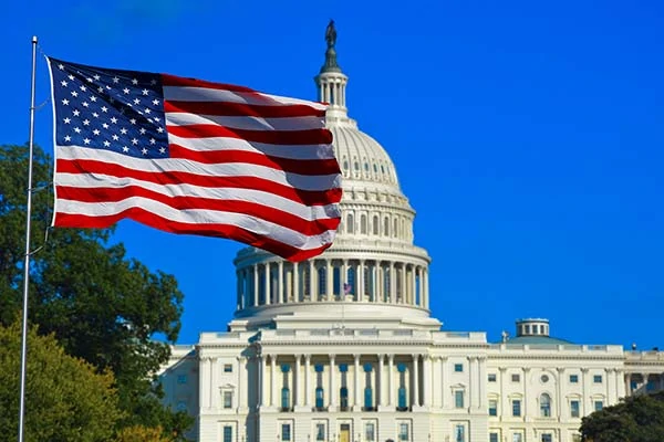 Image of Capitol Hill with a flag
